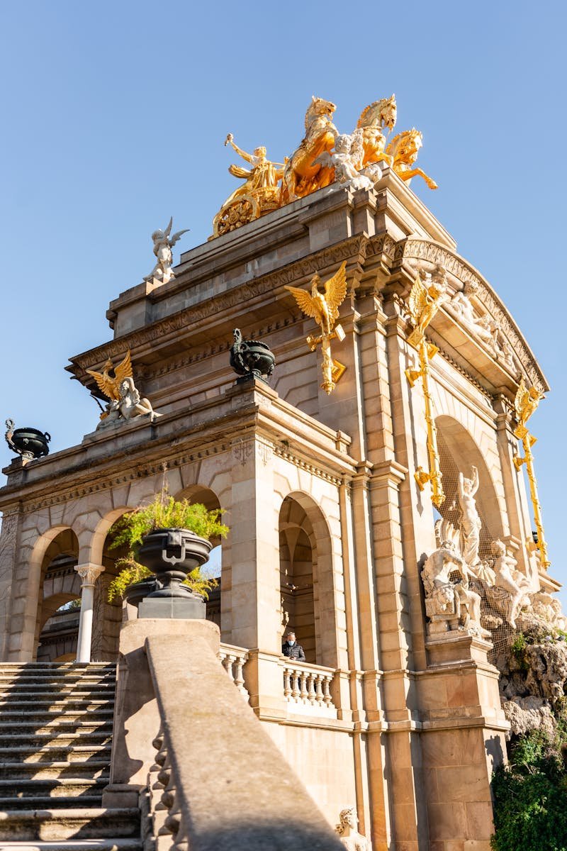 Historic architecture of the Cascada Monument in Barcelona's Ciutadella Park.
