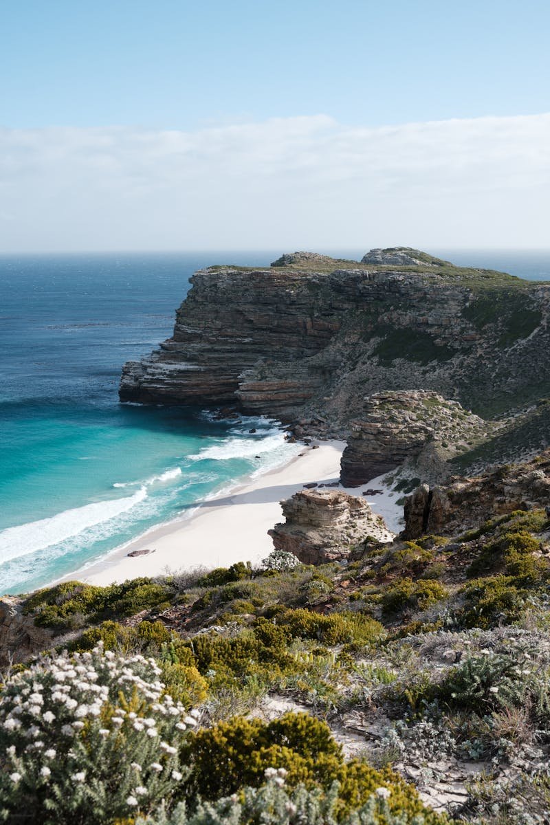 Breathtaking landscape of Diaz Beach with rocky cliffs and blue ocean waves.