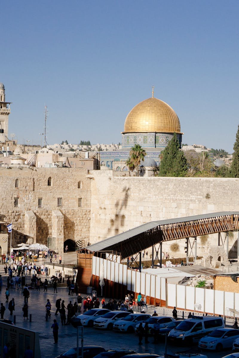 Majestic view of the Dome of the Rock and Western Wall in Jerusalem, Israel.